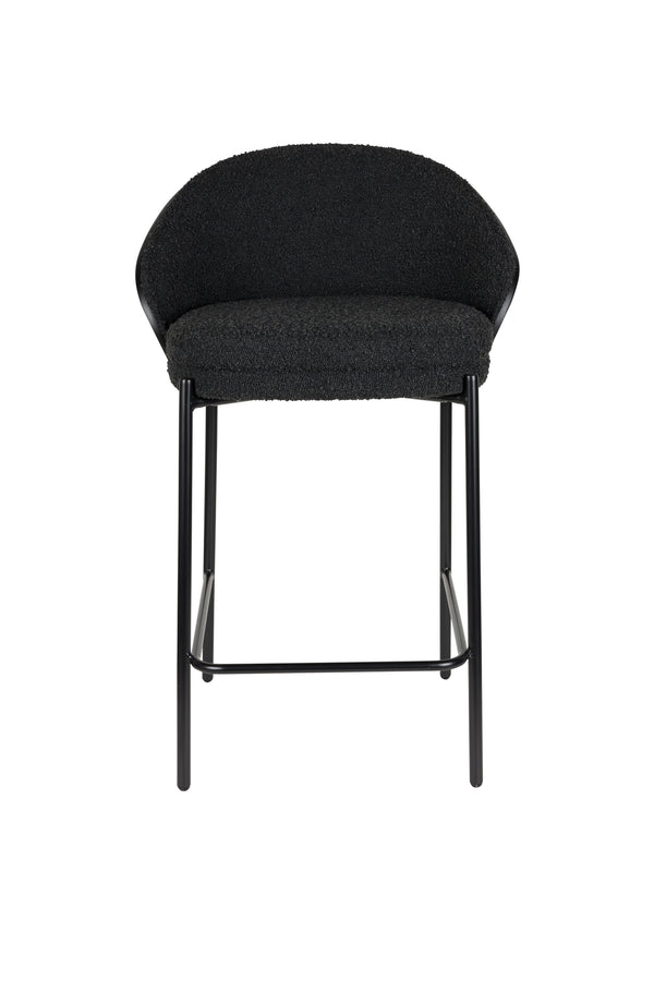Rodin barkruk rugleuning 65 cm bouclé zwart (set of 2)
