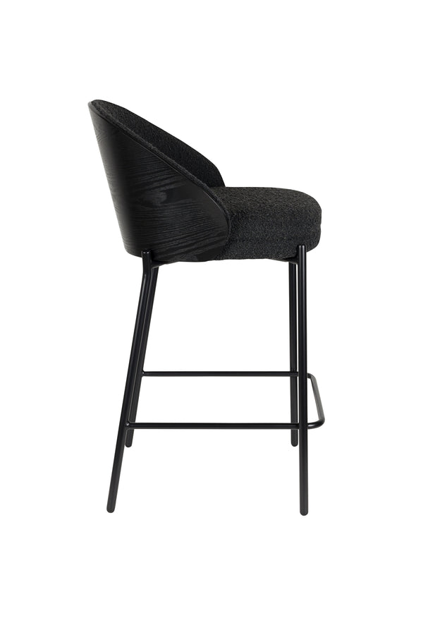 Rodin barkruk rugleuning 65 cm bouclé zwart (set of 2)