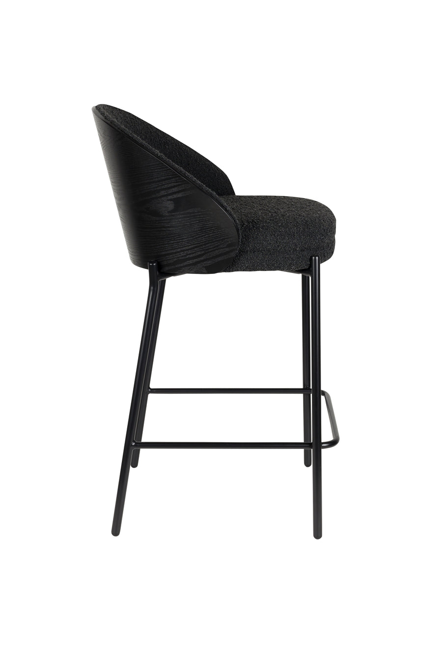Rodin barkruk rugleuning 65 cm bouclé zwart (set of 2)