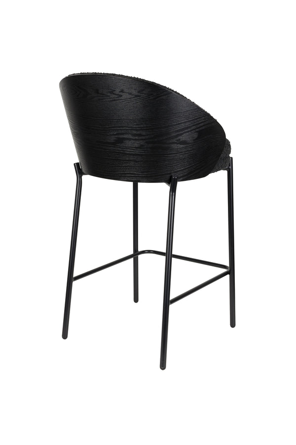 Rodin barkruk rugleuning 65 cm bouclé zwart (set of 2)