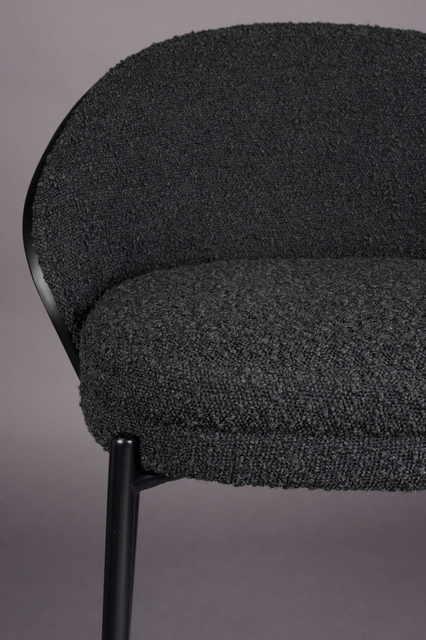 Rodin barkruk rugleuning 65 cm bouclé zwart (set of 2)