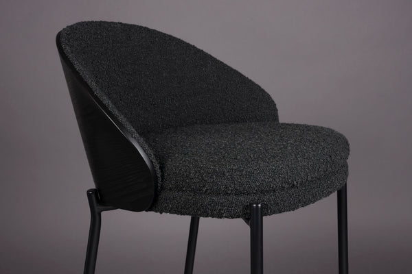 Rodin barkruk rugleuning 65 cm bouclé zwart (set of 2)