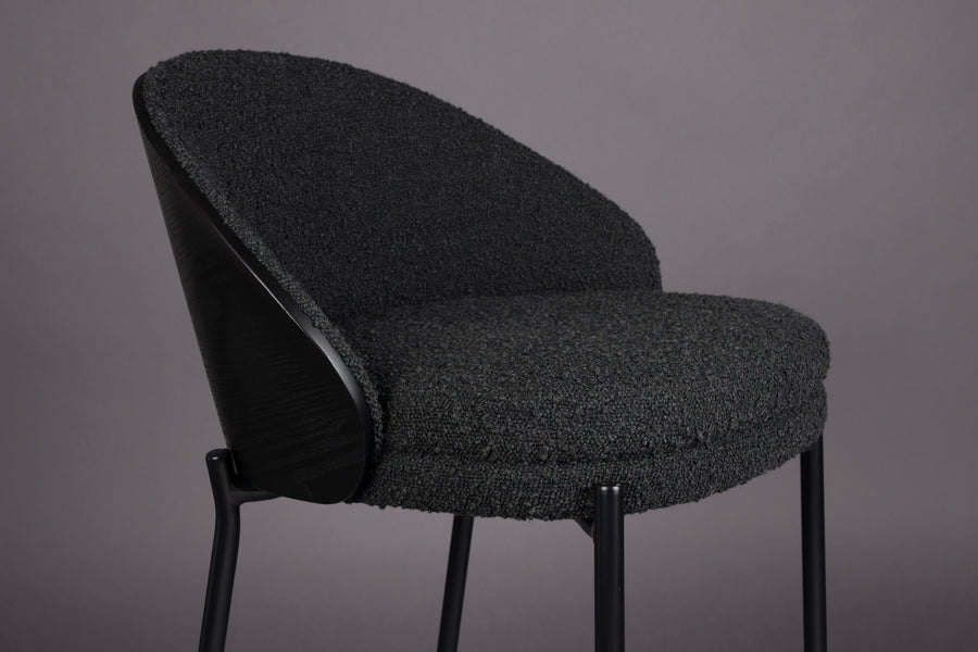 Rodin barkruk rugleuning 65 cm bouclé zwart (set of 2)