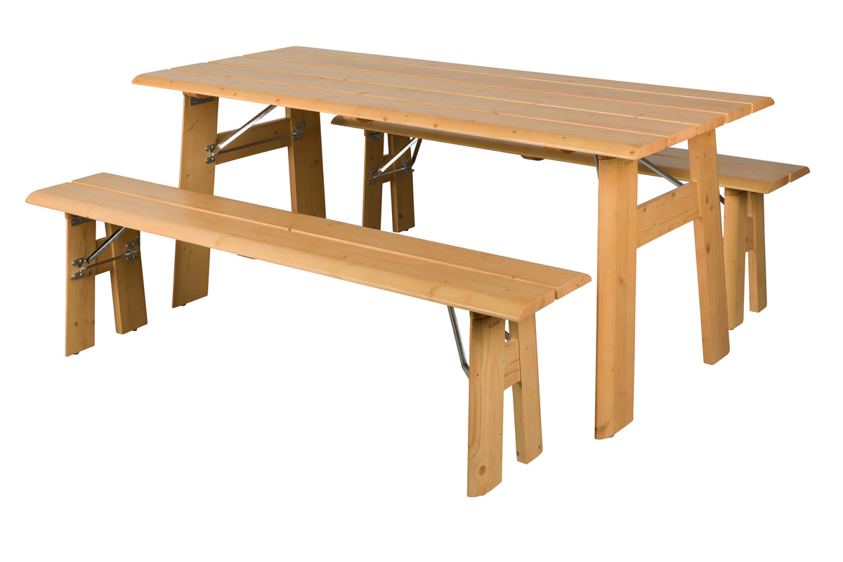 Avenue tuintafel/ picknicktafel/ biertafel met 2 banken opklapbaar hout naturel/ bruin