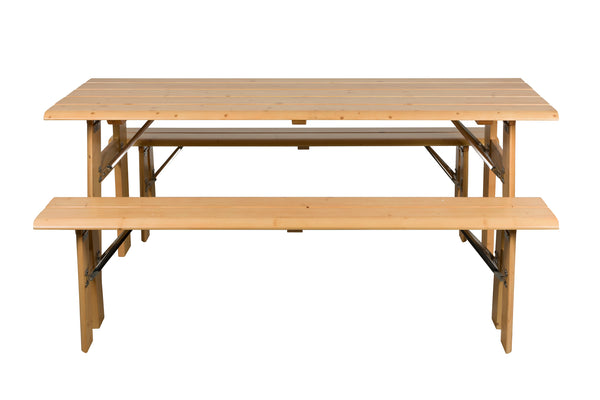 Avenue tuintafel/ picknicktafel/ biertafel met 2 banken opklapbaar hout naturel/ bruin
