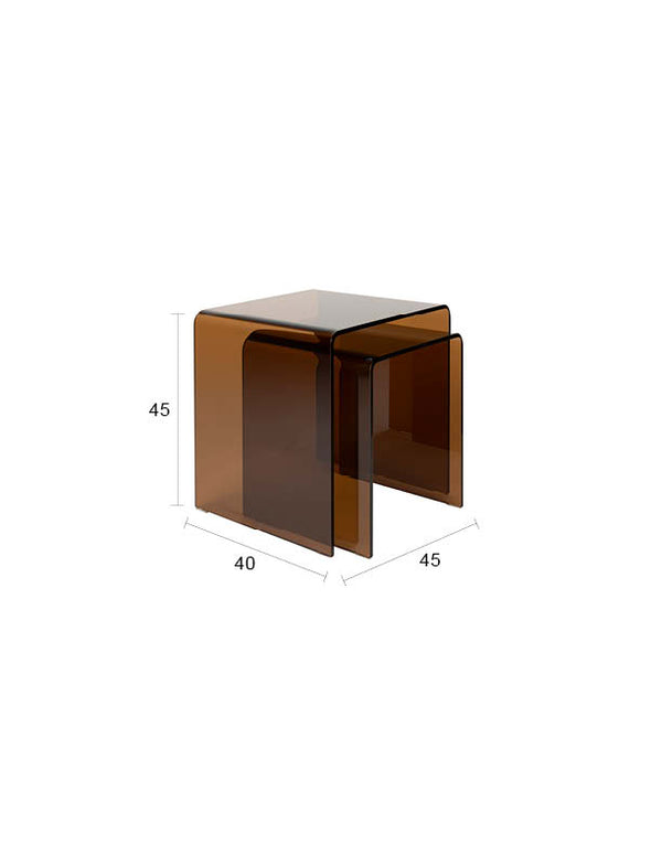 Zijtafel Vetro Set van 2 Bruin