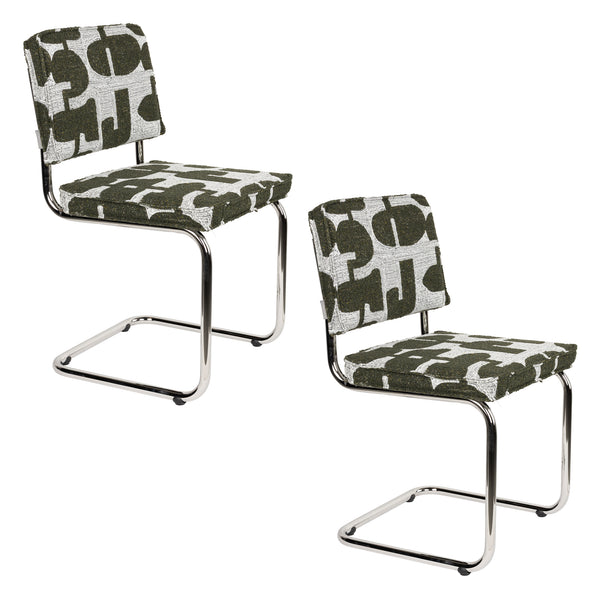 Stoel Ridge Deco Symbolen Groen (set van 2)