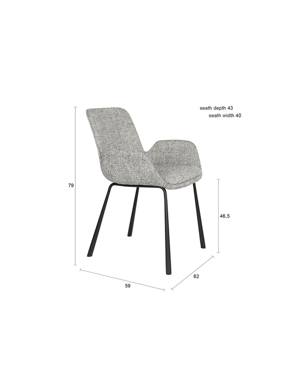 Fauteuil Brit Grijs (set van 2)