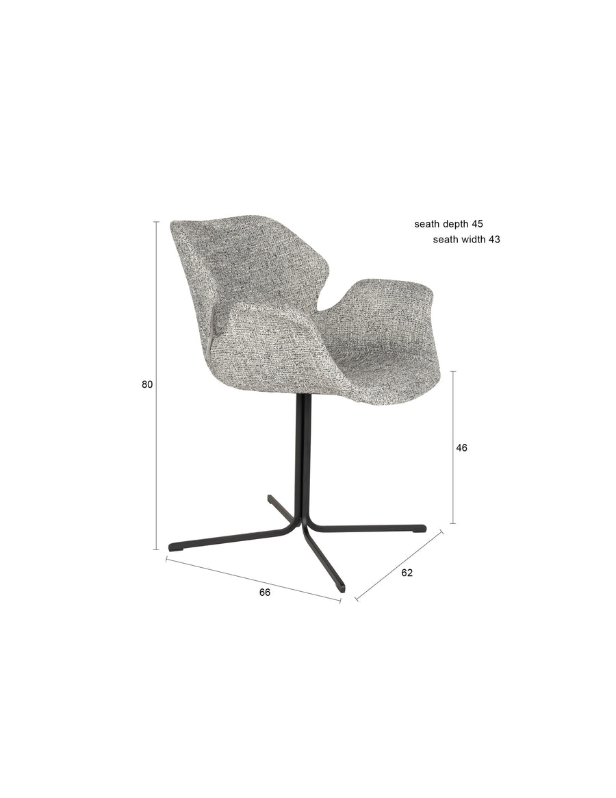Fauteuil Nikki Grijs (set van 2)