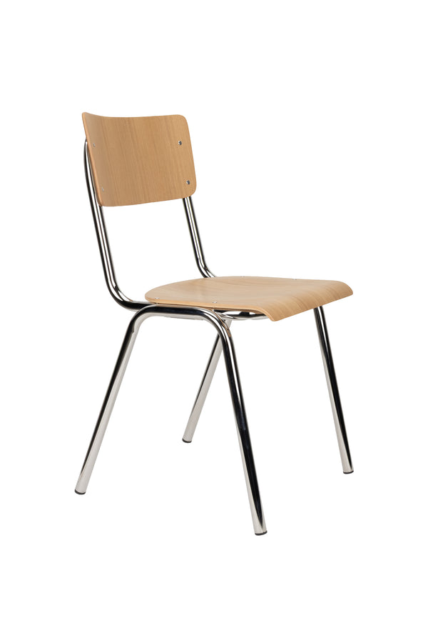 Stoel Rug To School Eiken/Chroom (set van 4)