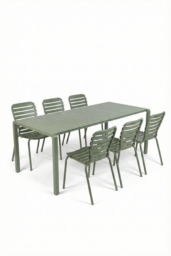 Set Tuintafel Vondel 214 + 6 Stoel Vondel Groen