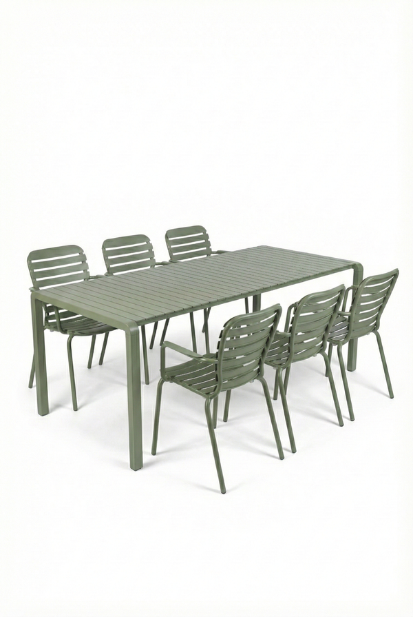 Set Tuintafel Vondel 214 + 6 Fauteuil Vondel Groen