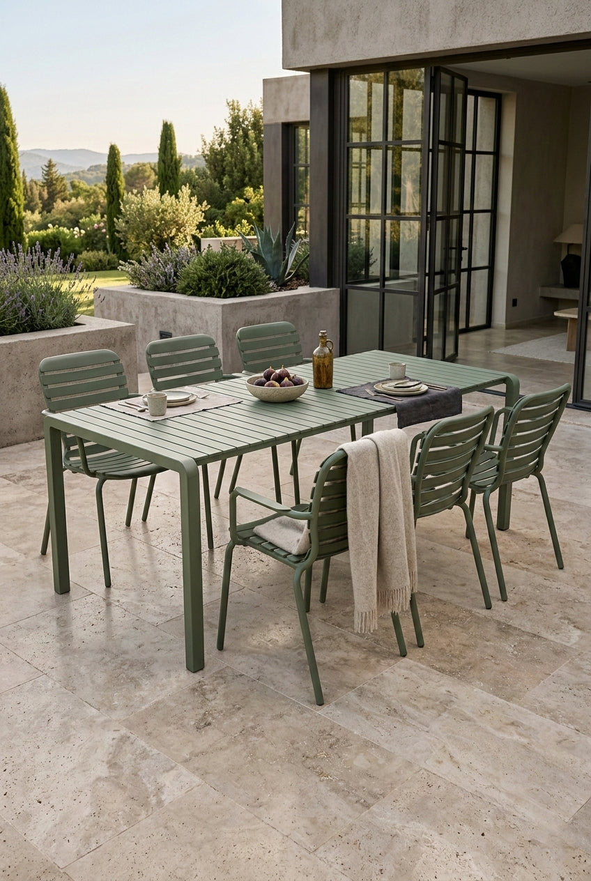 Set Tuintafel Vondel 214 + 6 Fauteuil Vondel Groen