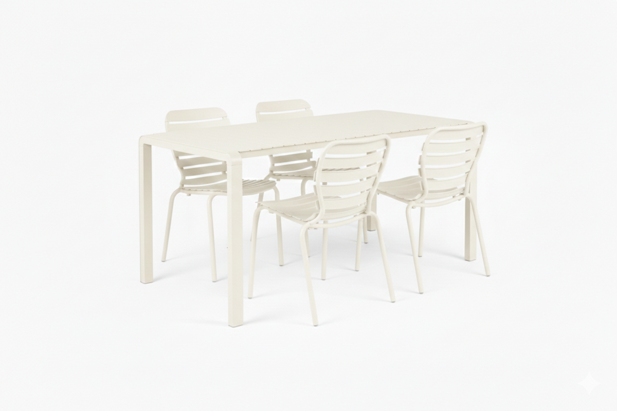 Set Tuintafel Vondel 168,5 + 4 Stoel Vondel Wit