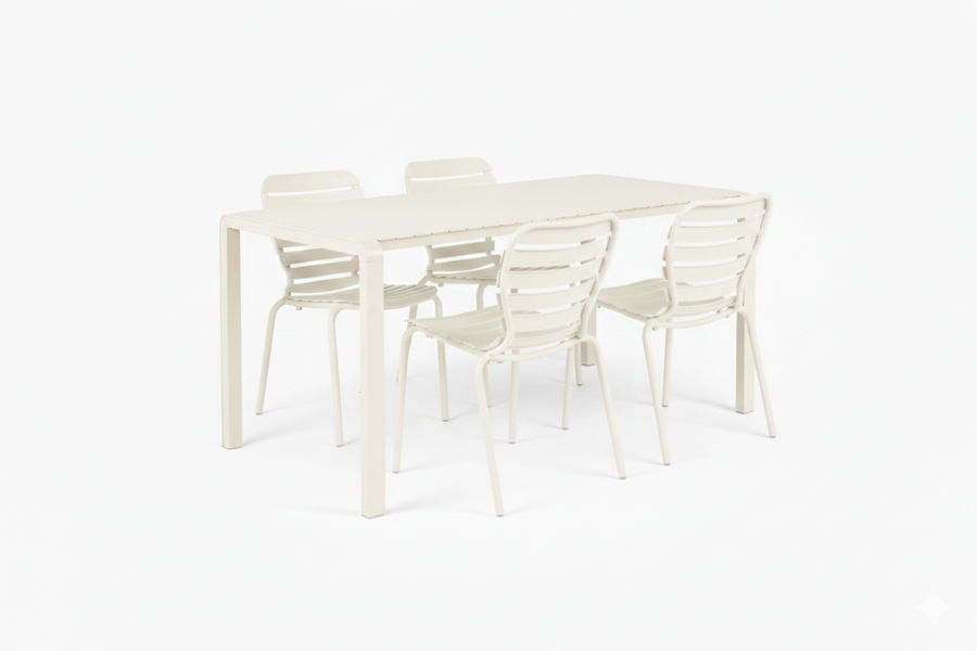 Set Tuintafel Vondel 168,5 + 4 Stoel Vondel Wit