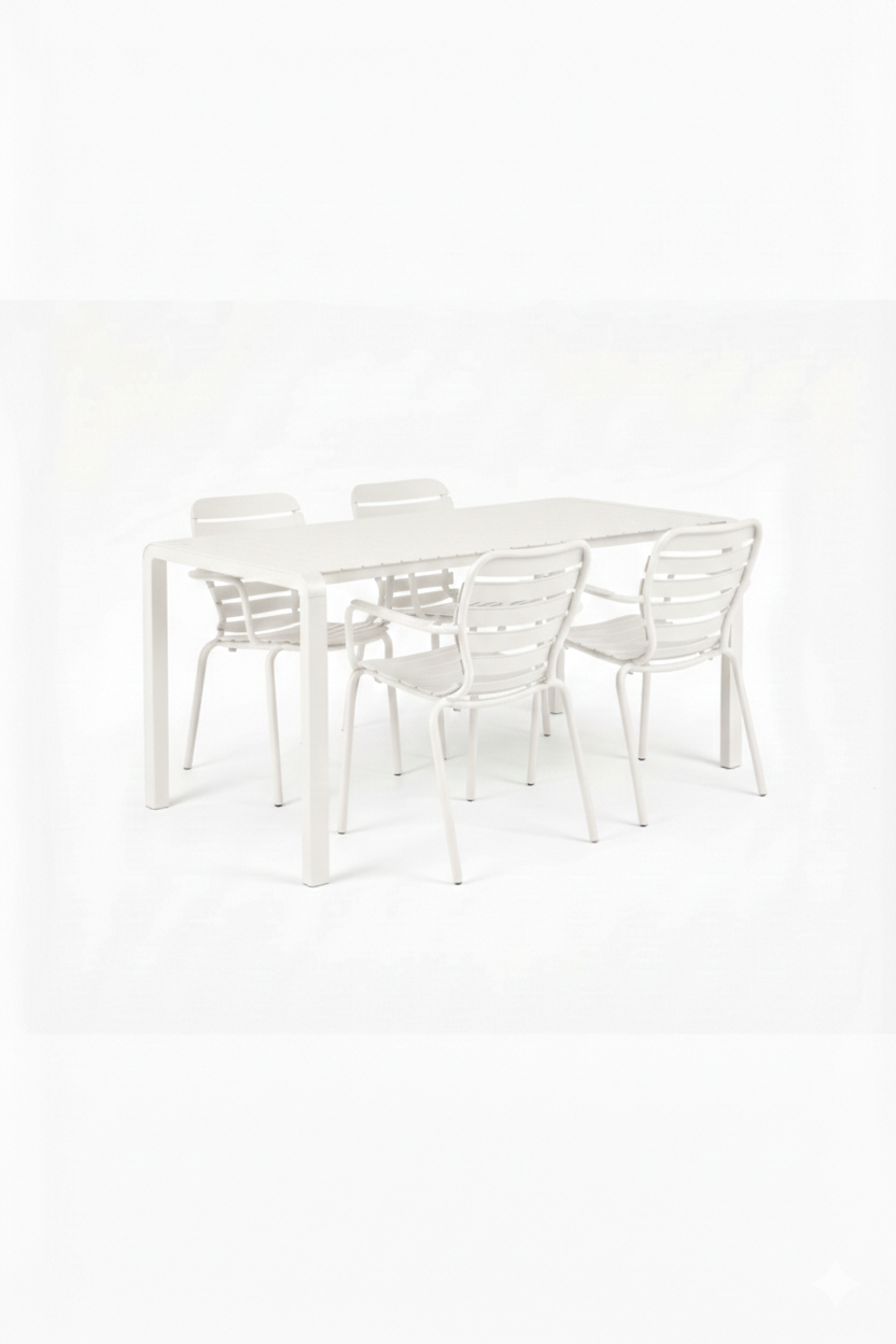 Set Tuintafel Vondel 168,5 + 4 Fauteuil Vondel Wit