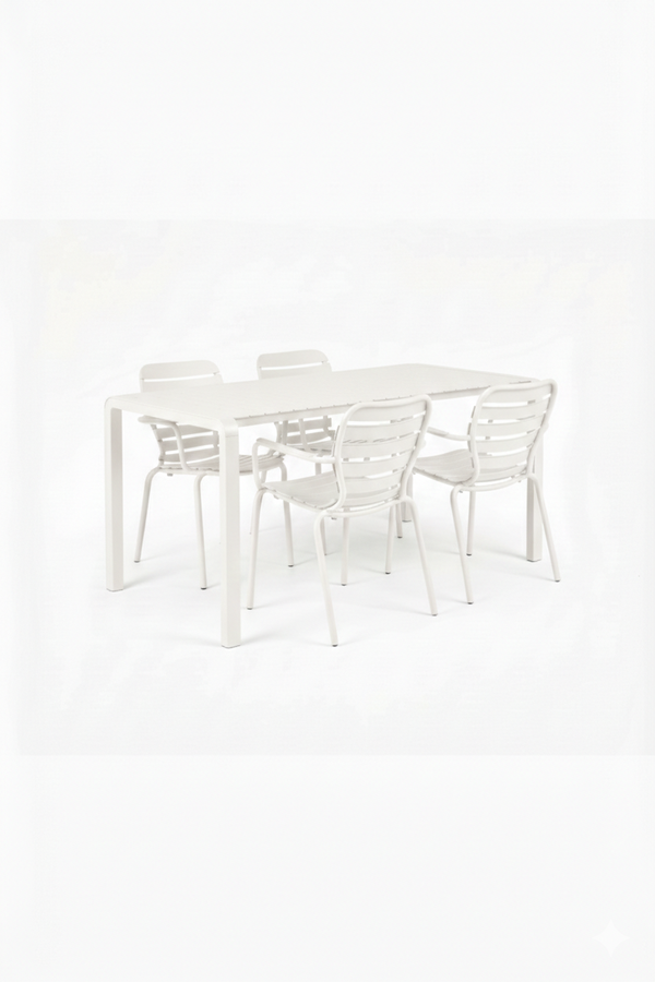 Set Tuintafel Vondel 168,5 + 4 Fauteuil Vondel Wit