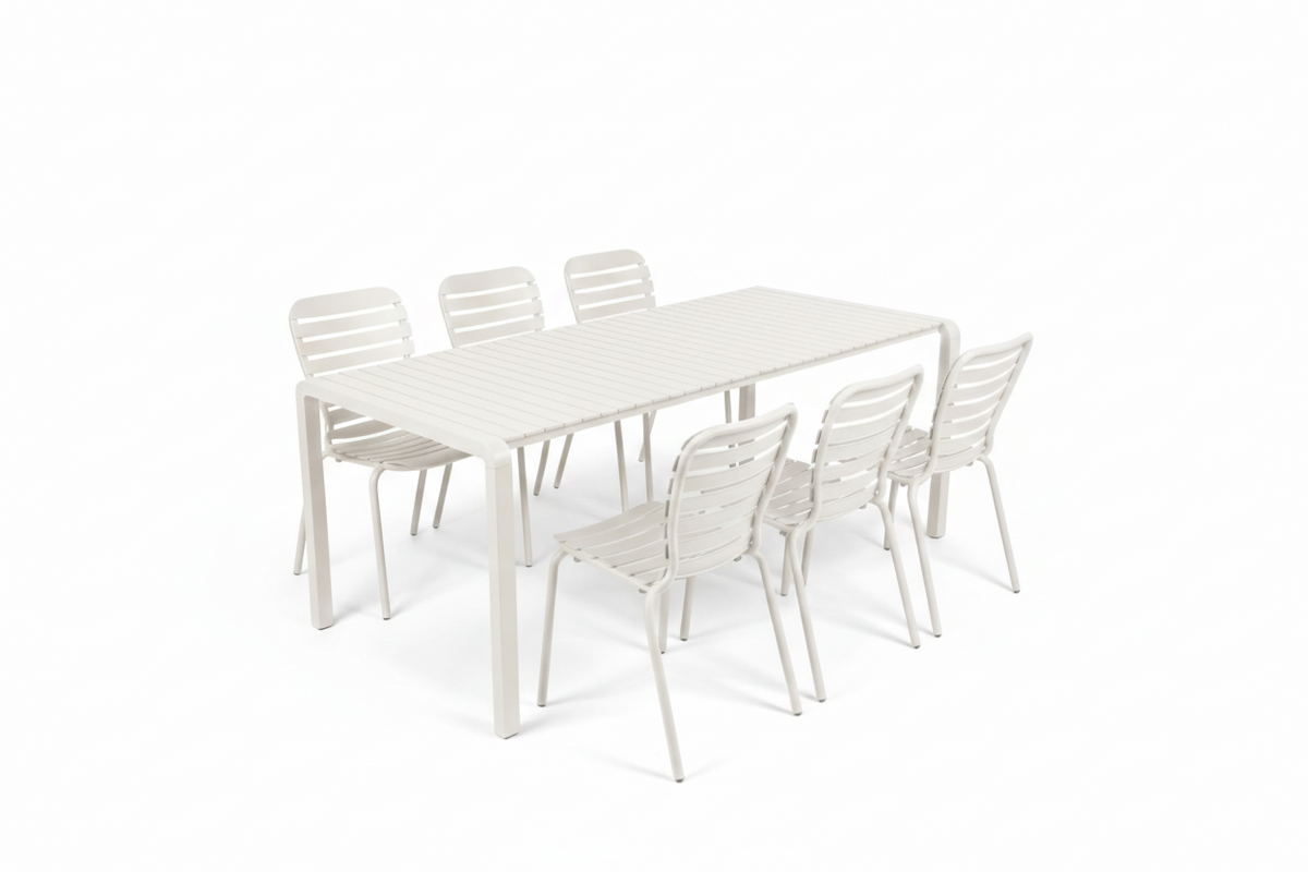 Set Tuintafel Vondel 214 + 6 Stoel Vondel Wit