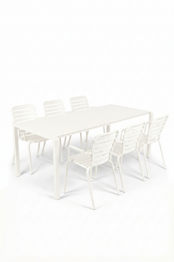 Set Tuintafel Vondel 214 + 6 Fauteuil Vondel Wit