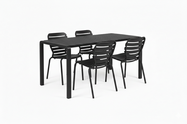 Set Tuintafel Vondel 168,5 + 4 Stoel Vondel Zwart