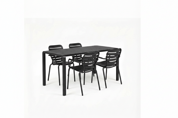 Set Tuintafel Vondel 168,5 + 4 Fauteuil Vondel Zwart