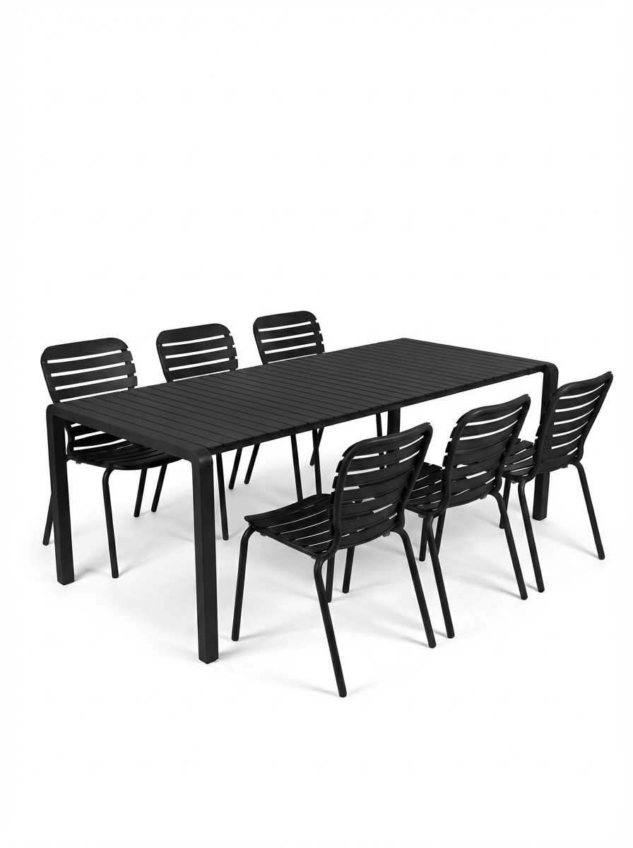 Set Tuintafel Vondel 214 + 6 Stoel Vondel Zwart