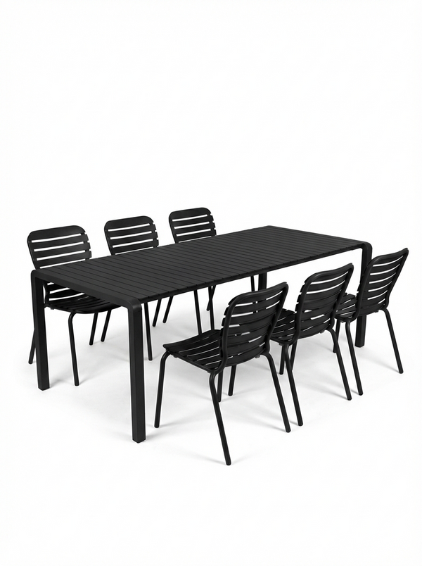Set Tuintafel Vondel 214 + 6 Stoel Vondel Zwart