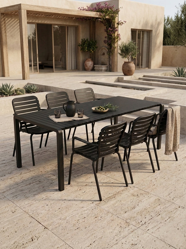 Set Tuintafel Vondel 214 + 6 Fauteuil Vondel Zwart
