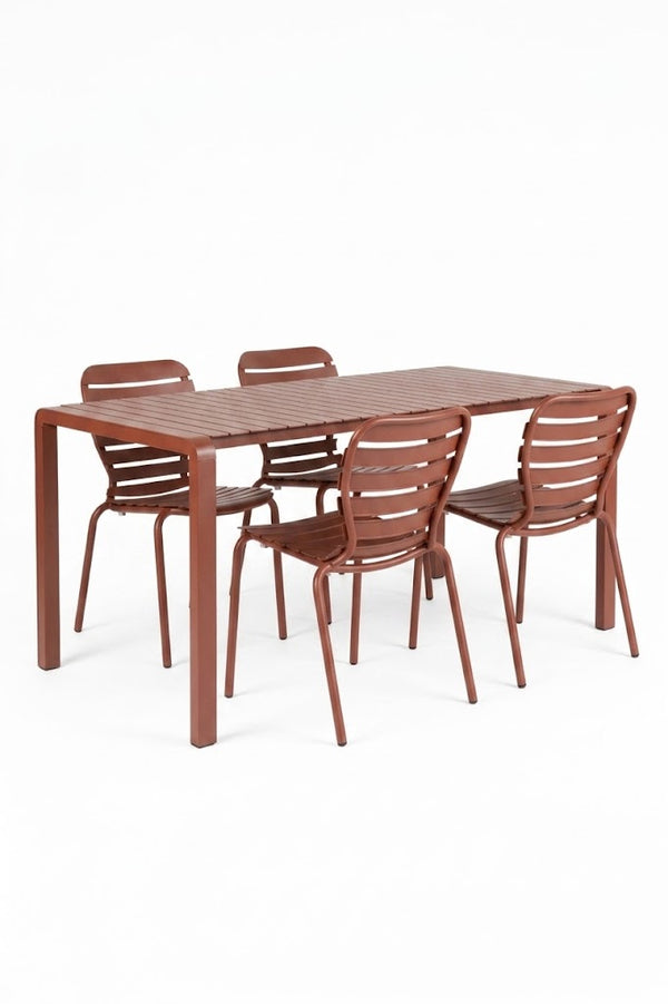 Set Tuintafel Vondel 168,5 + 4 Stoel Vondel Rood
