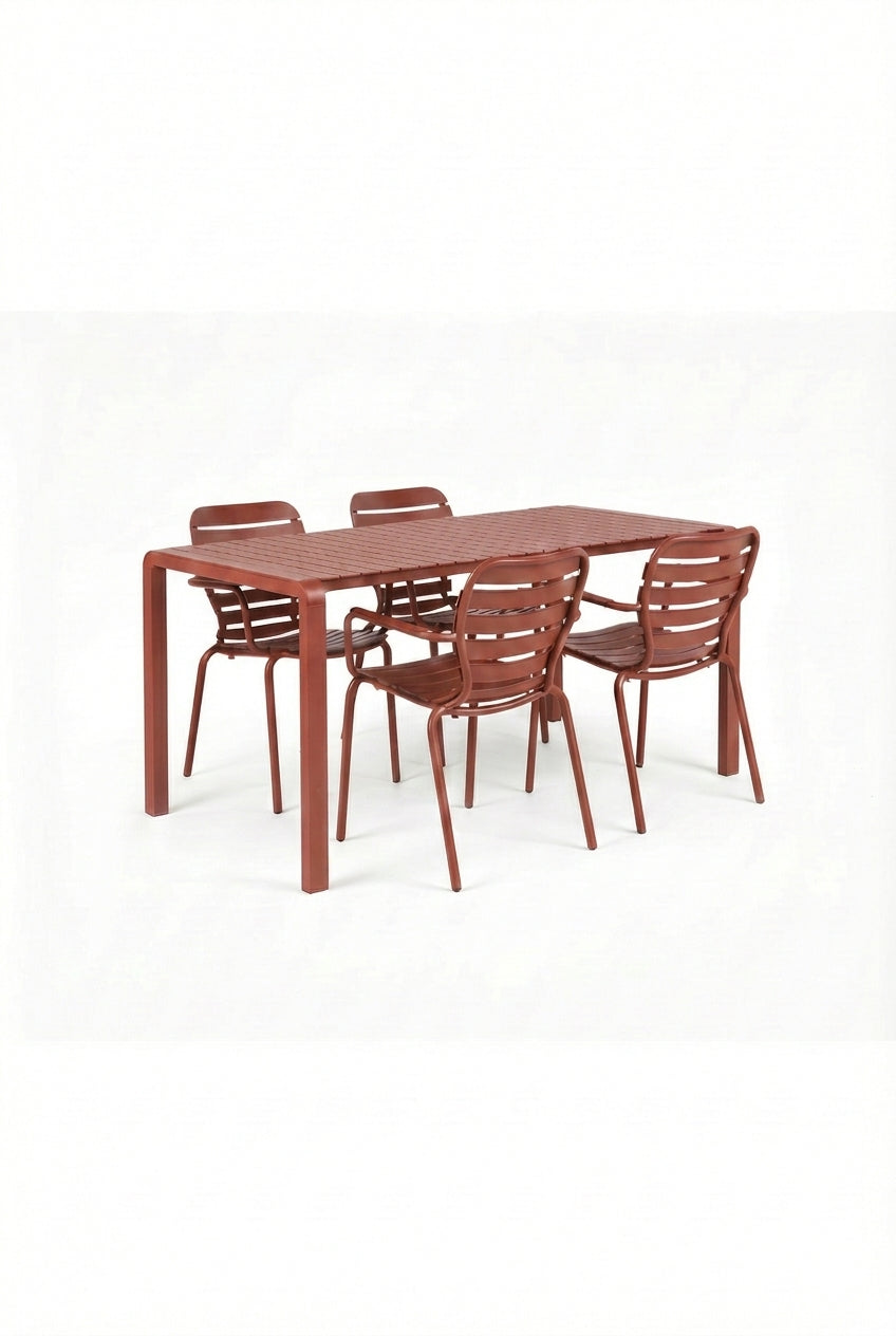 Set Tuintafel Vondel 168,5 + 4 Fauteuil Vondel Rood