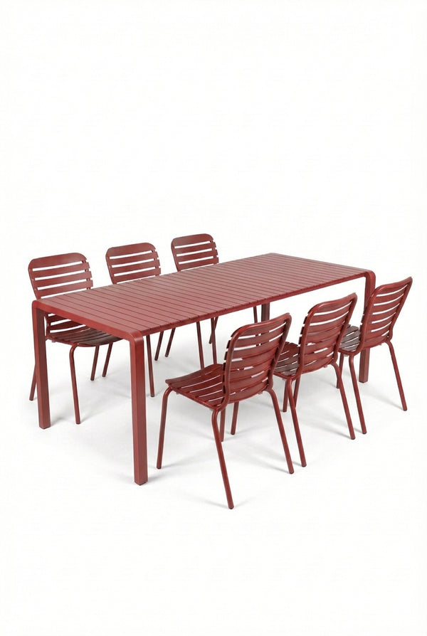 Set Tuintafel Vondel 214 + 6 Stoel Vondel Rood