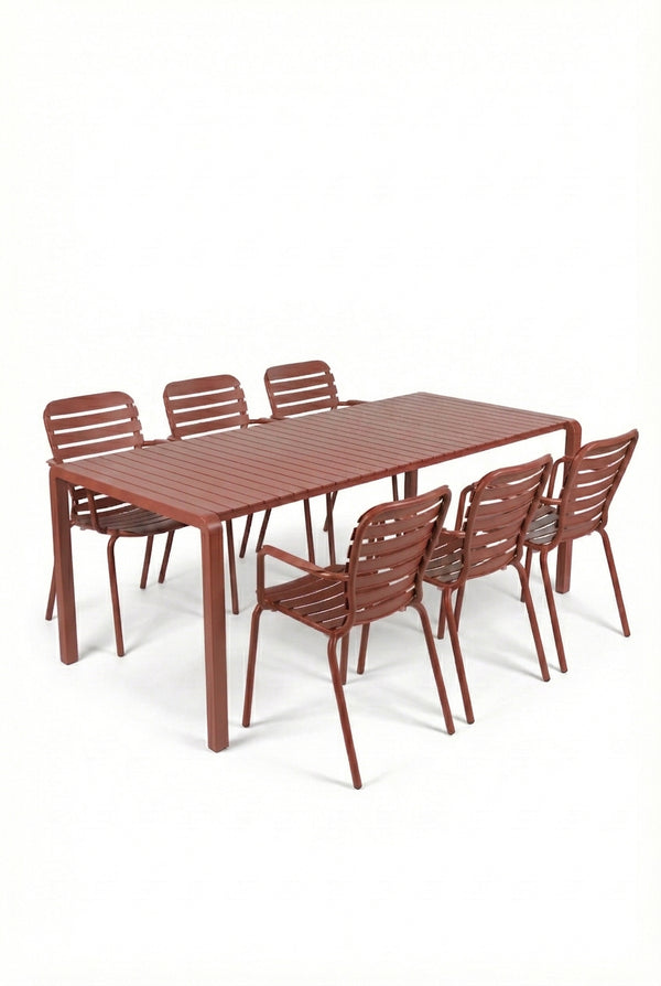 Set Tuintafel Vondel 214 + 6 Fauteuil Vondel Rood
