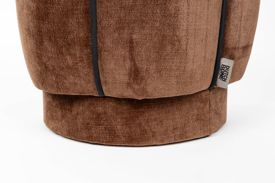 Poef Donna Velours Donker Bruin