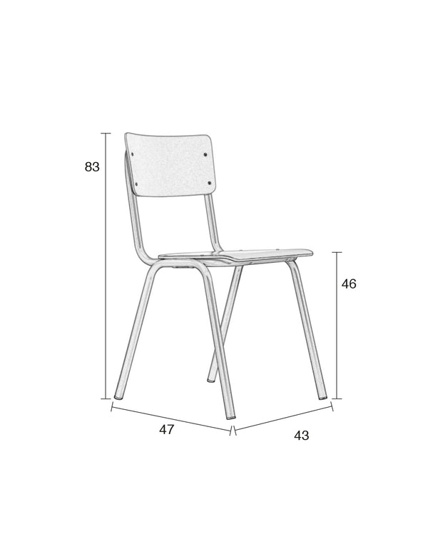 Stoel Rug To School Hpl Wit (set van 4)