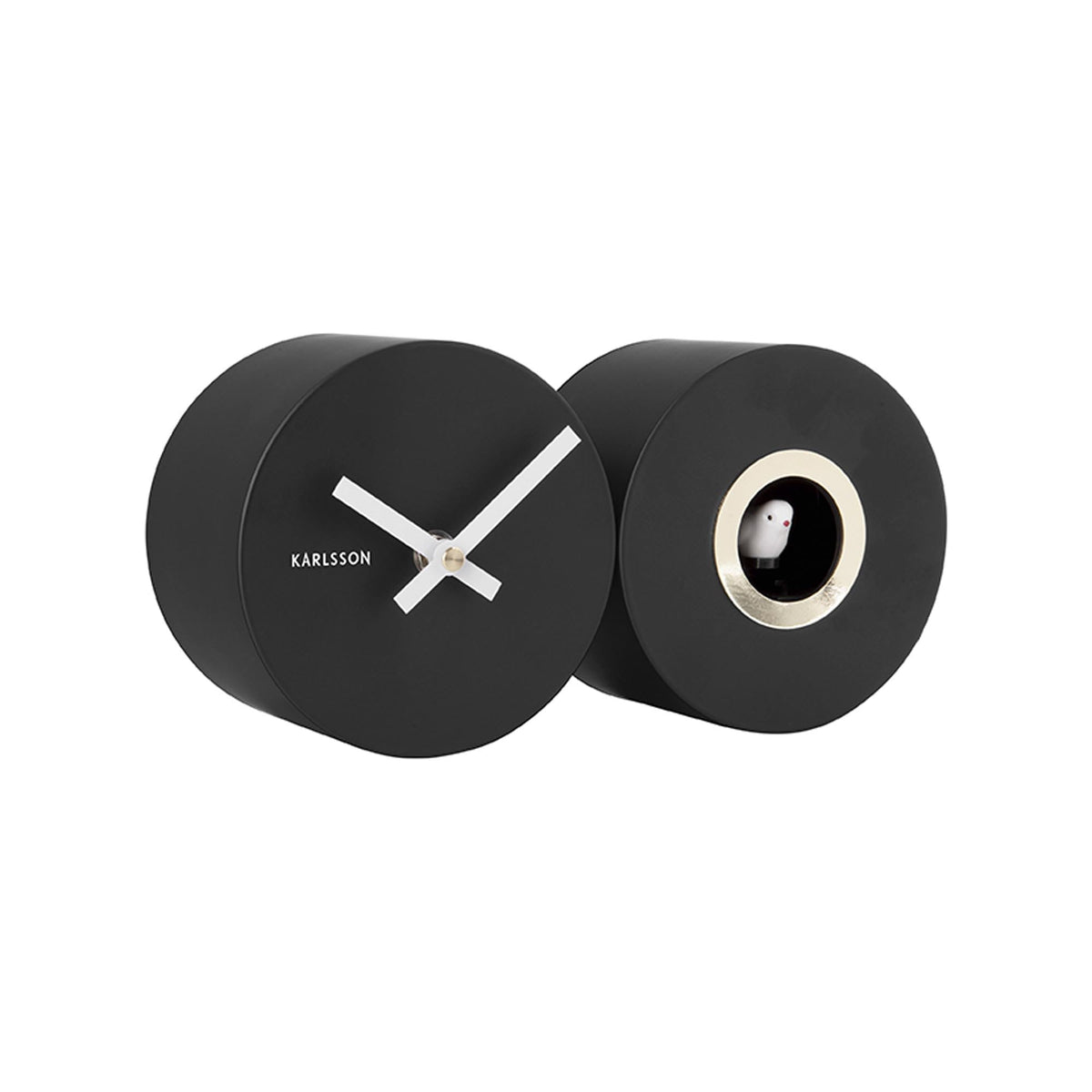 Wall clock Duo Cuckoo matt black