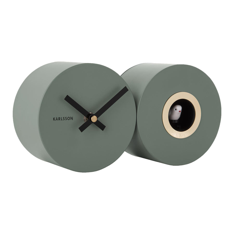 Wall clock Duo Cuckoo matt jungle green
