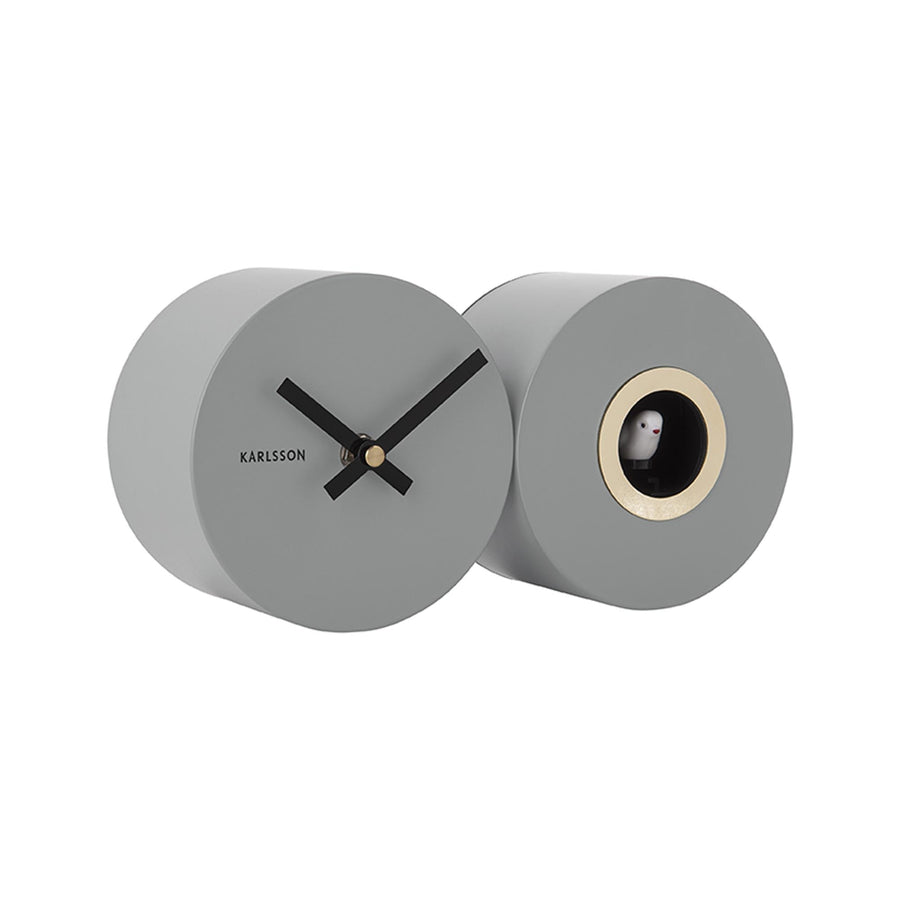 Wall clock Duo Cuckoo matt mouse grey