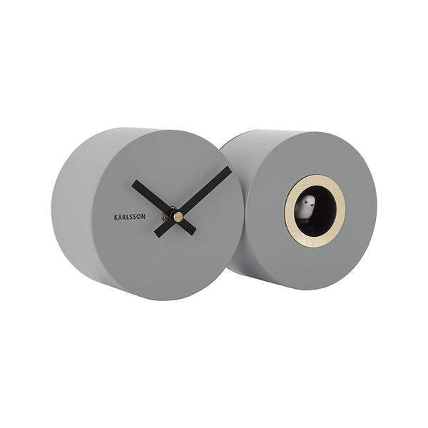 Wall clock Duo Cuckoo matt mouse grey