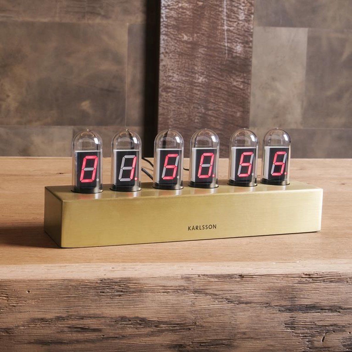 Table clock Cathode brushed gold base
