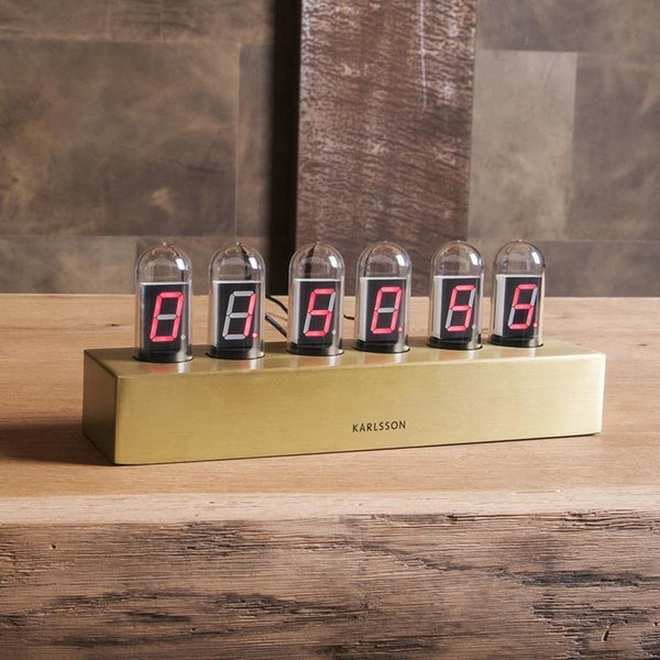Table clock Cathode brushed gold base