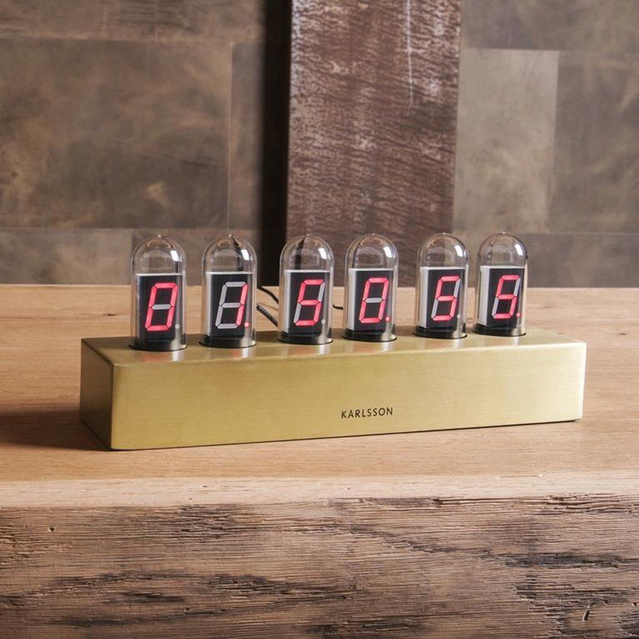 Table clock Cathode brushed gold base