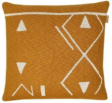 Fantasy line knitted cushion yellow