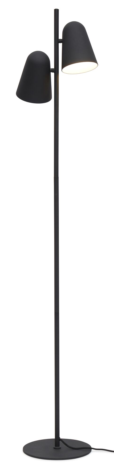 Vloerlamp ijzer Salamanca 2-kap h.145x28cm/kap 16x12cm, zwart