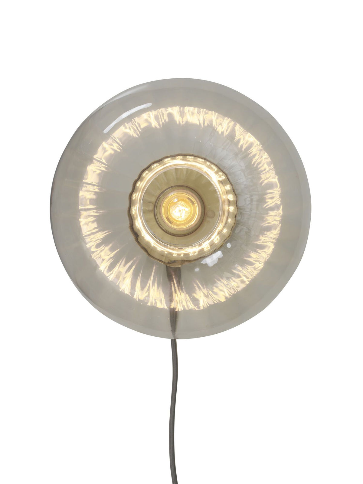 Wandlamp glas Brussels rond dia.27x14cm, goud/transparant