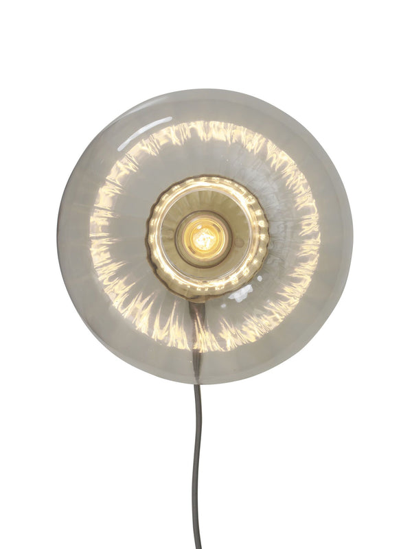 Wandlamp glas Brussels rond dia.27x14cm, goud/transparant