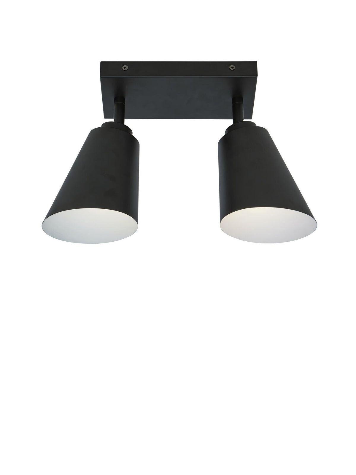 Plafonniere ijzer Bremen 2-kap rechthoek 30x16x24cm/kap 18x15cm, zwart