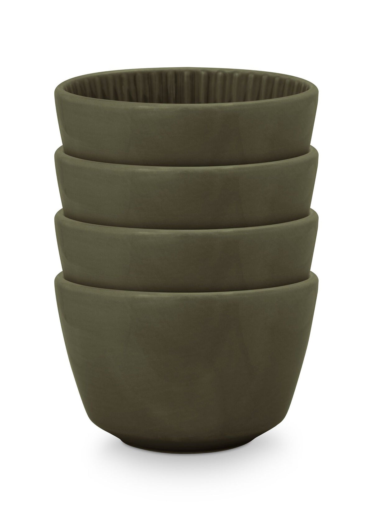 Set/4 High Bowls Relievo Dark Green 12.5cm