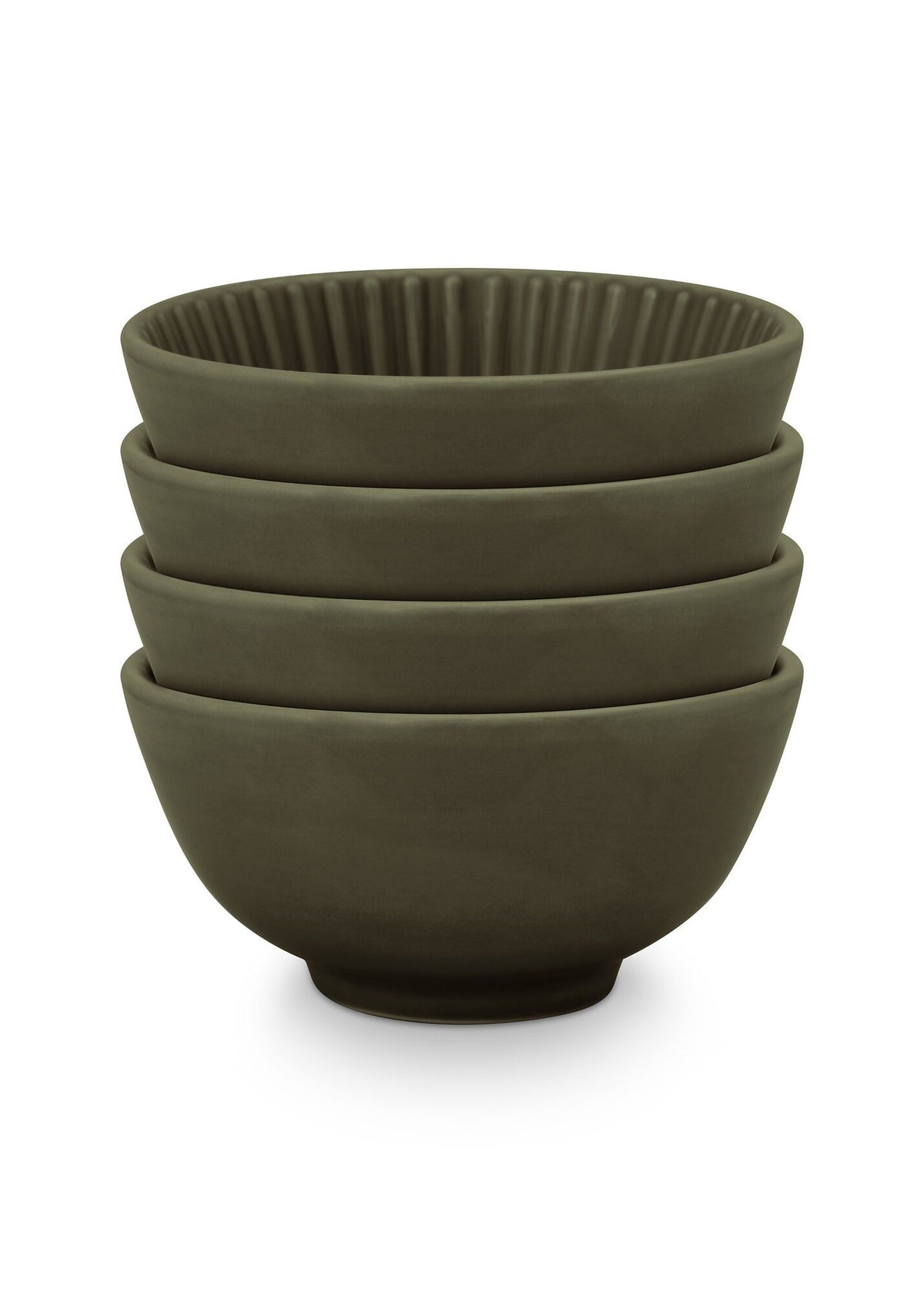 Set/4 Bowls on Foot Relievo Dark Green 12.5cm