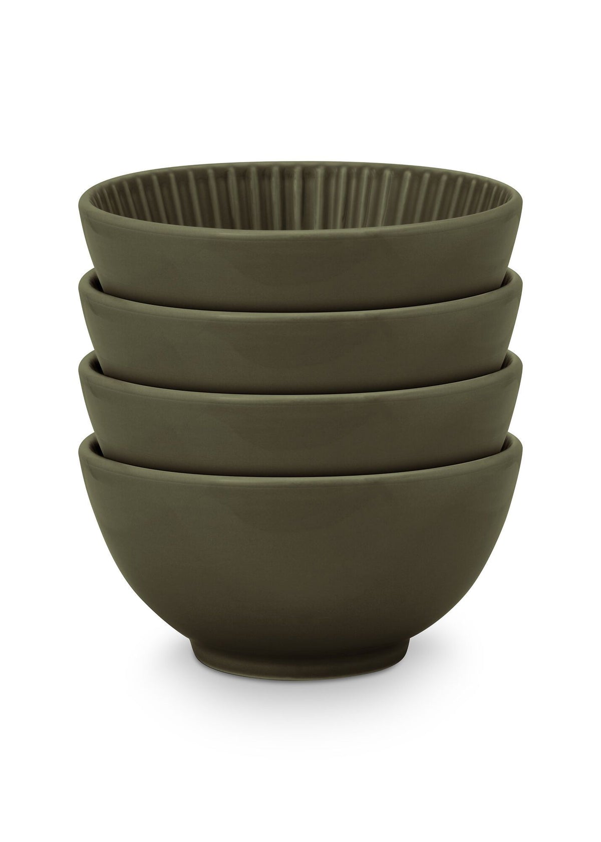 Set/4 Bowls on Foot Relievo Dark Green 15.5cm