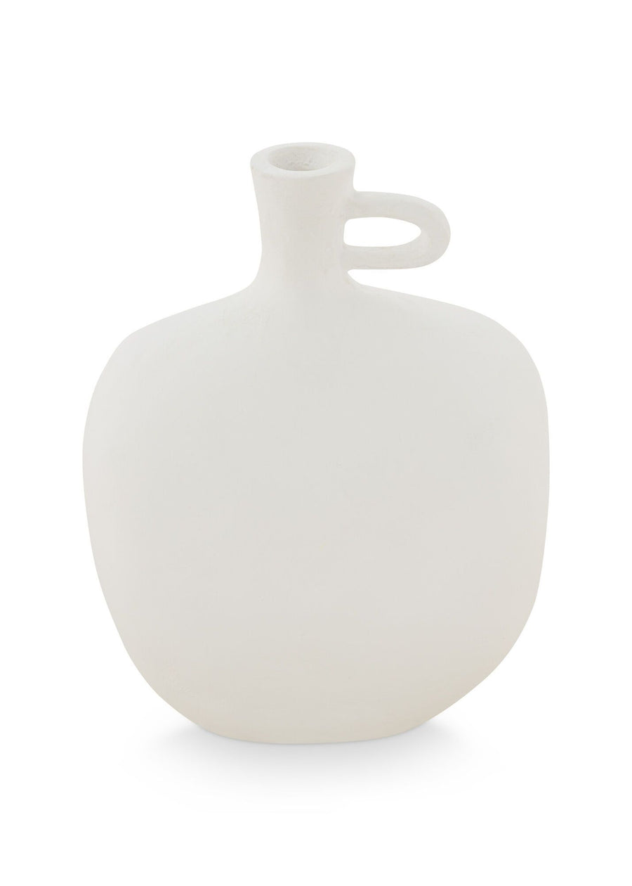 Ecomix Decorative Sculpture Vase Egg with Handle Matt White 16.5x9x22cm